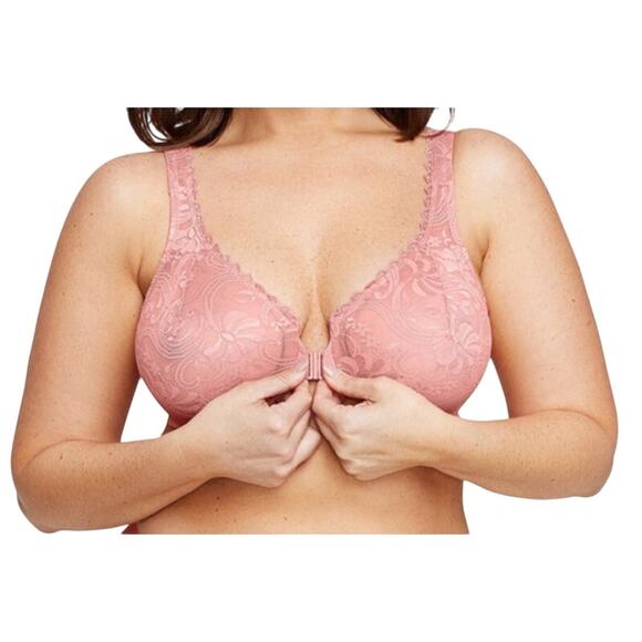 Glamorise bra 9245 Front-Closure Stretch Lace WonderWire size 34C - Picture 1 of 8